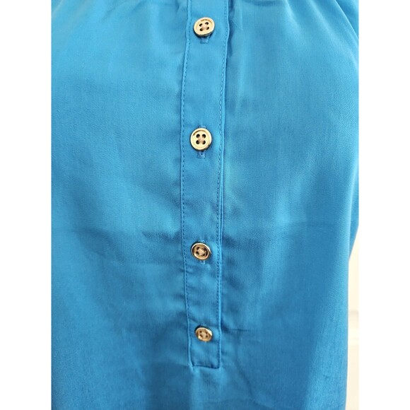 Womens KENNETH COLE REACTION Royal Blue Goldtone Buttons Woven Tank Top M - Picture 4 of 8